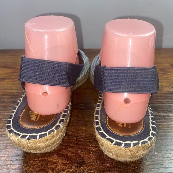 Cliffs by WHITE MOUNTAIN Wm’s Sz 9 Navy Blue Stripe Wedge Sandals - Picture 6 of 8